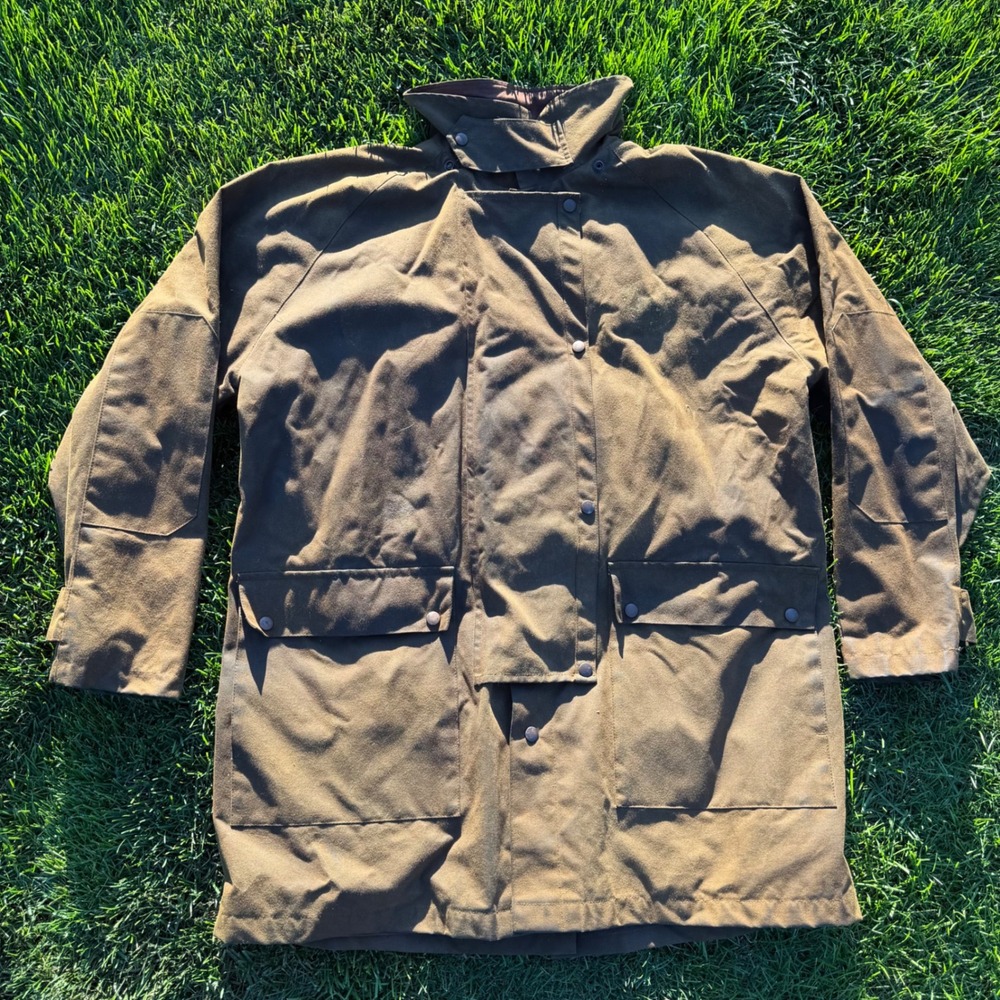 Australian Outback Collection Oilskin Duster Jacket Mens XXL Brown Canvas Work